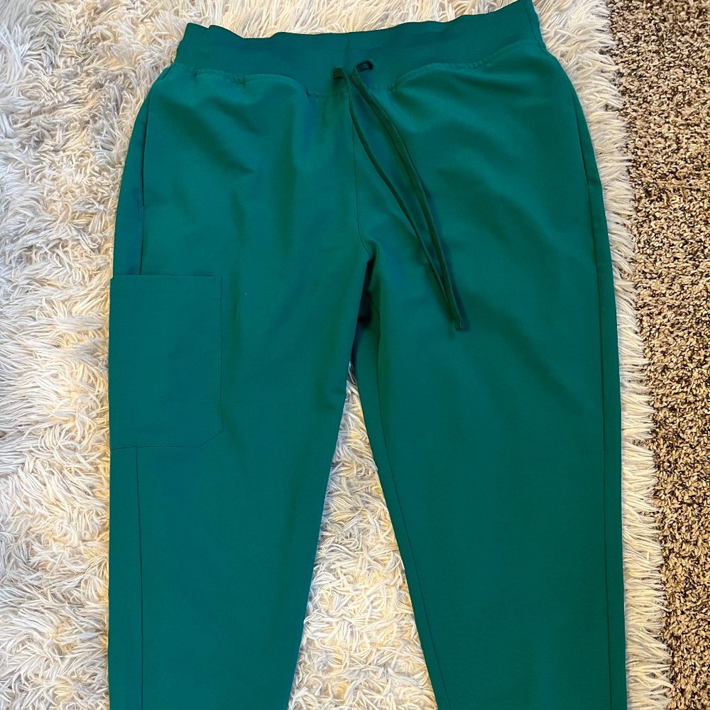 Mandala Womens Scrub High Waisted Jogger Bottoms-Medium Petite Hunter Green